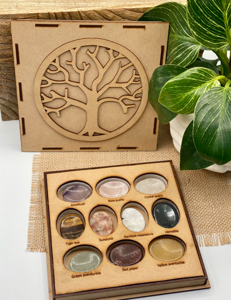 XWooden Tree Box with Calming Stones