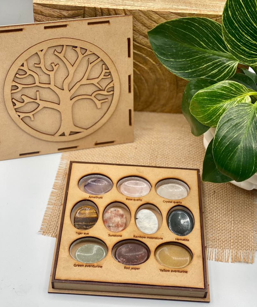 XWooden Tree Box with Calming Stones