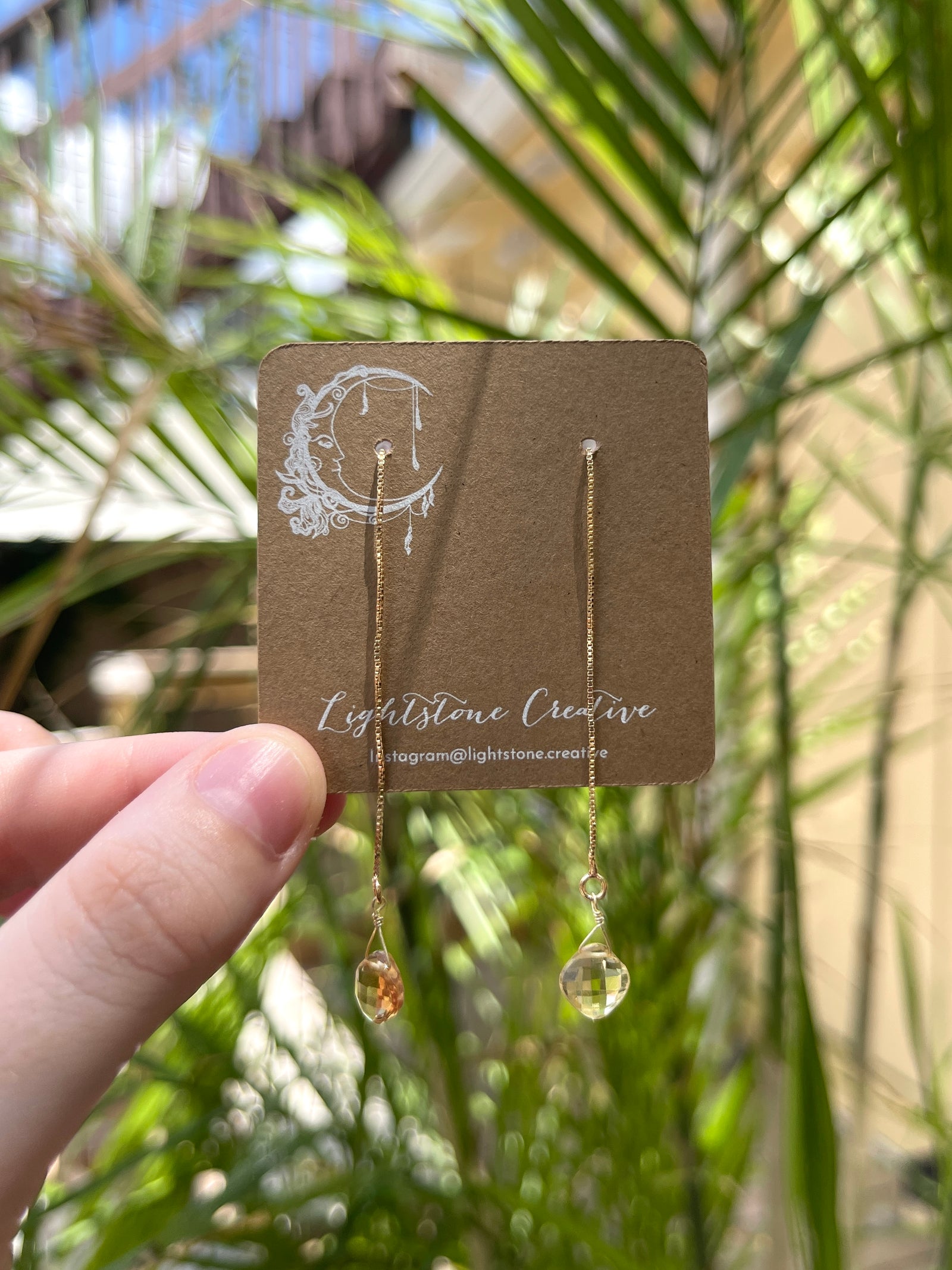 Yellow Opal & Gold Solar Plexus Chakra Threader Earrings